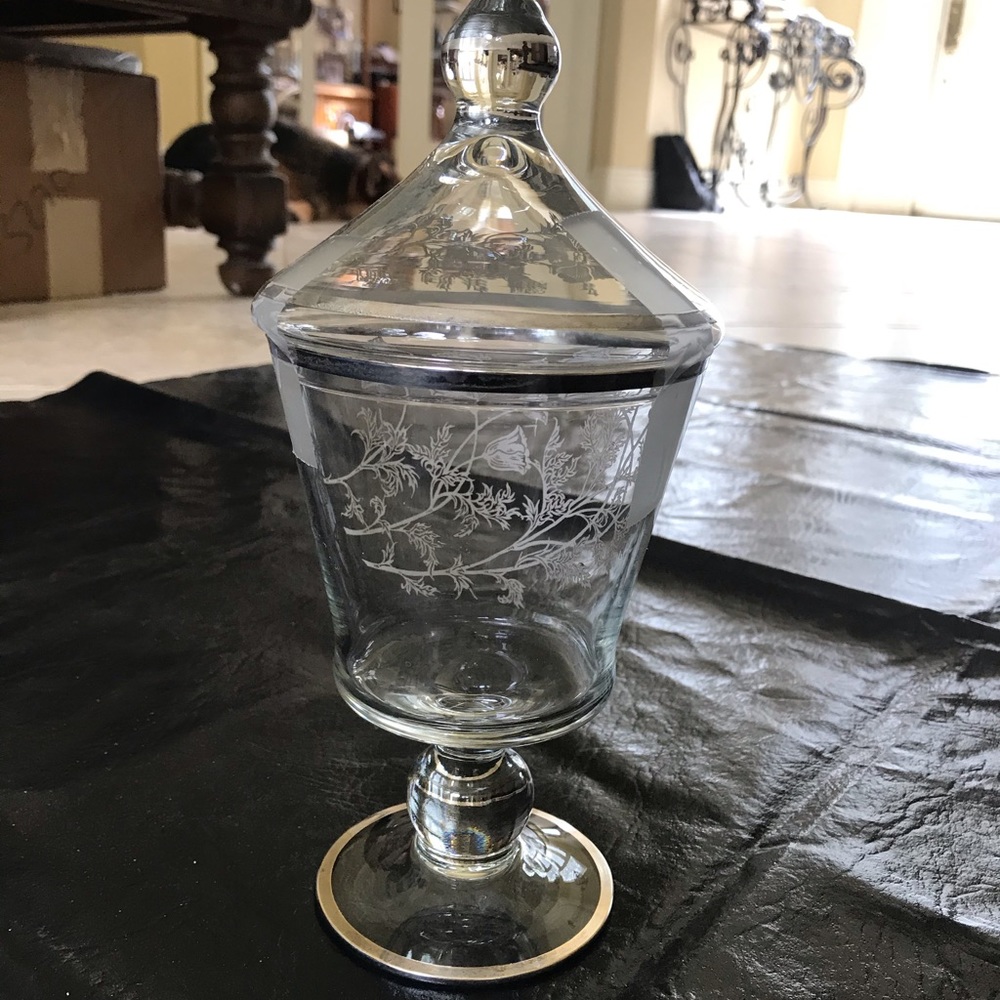 Vintage silver overlay lidded storage / candy jar - Picture 5 of 5